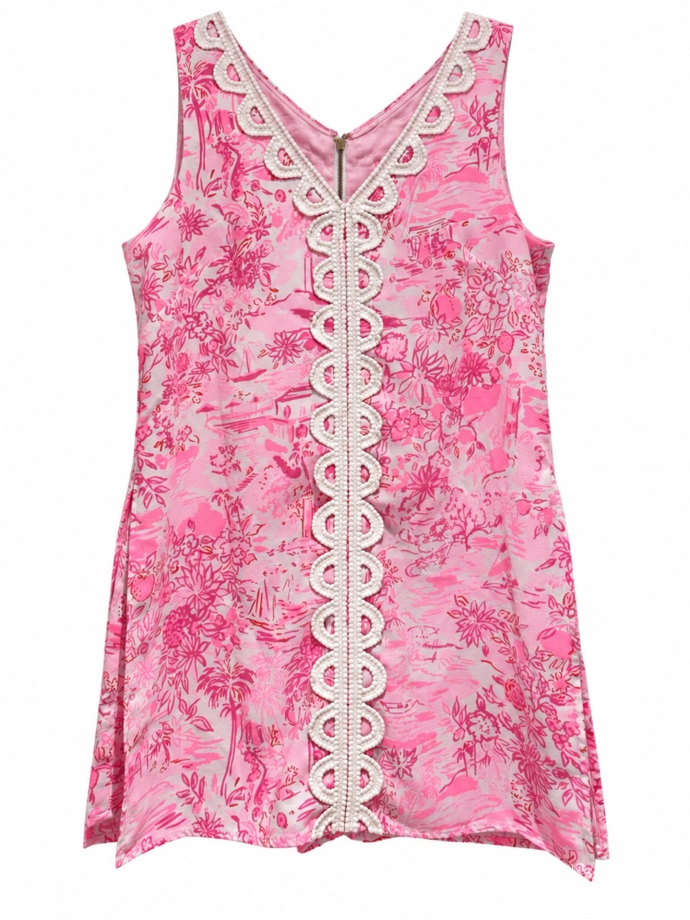 Lilly Pulitzer Ronnie Skirted Romper Peony Pink Seaside Scene Size 8